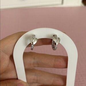 Pretty Bird Silver Heart Hoop Earrings